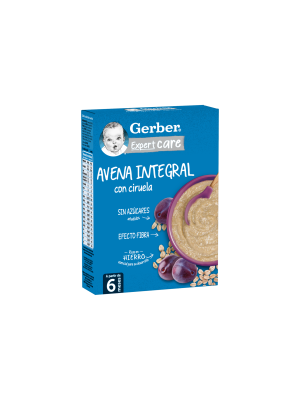 GERBER Papilla de Avena Integral con Ciruela, a partir de los 6 meses, 250g