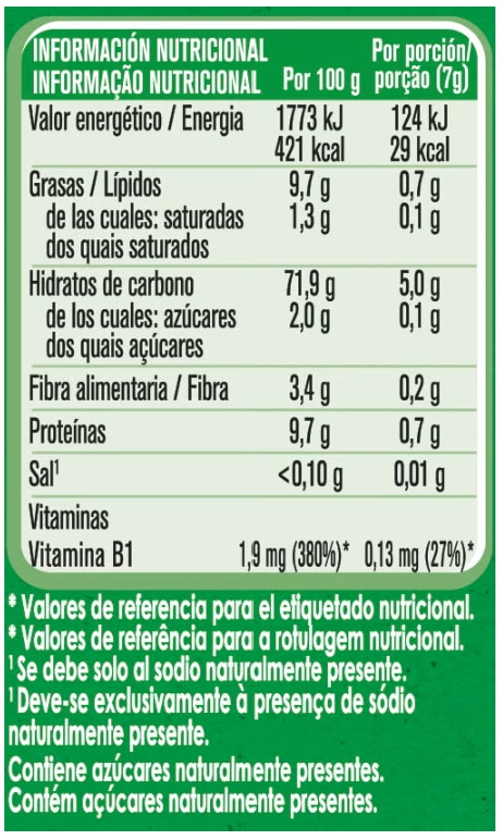 Información nutricional 